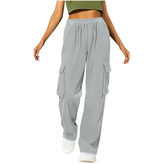 REALiKUN Womens Cargo Pants Travel Plus Size Wide Leg Stretch High Waist Slim Fit Summer Hiking Joggers