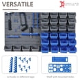 thumbnail image 4 of Blue 44-Piece Wall Mounted Tool Organizer with Bins & Hooks - Garage & Workshop Storage Rack - Adjustable Parts Rack Kit - 21.3" x 8.8" x 37.5", 4 of 7