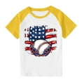 thumbnail image 7 of Boys Girls Independence Day Clothes Kids American Flag PrinT-Shirts 4Th Of July Raglan Short Sleeve Casual Tops Yellow 13-14 Years, 7 of 7