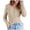 Beige, variant on Women Solid Long Sleeve ButtonDown Thermal Underwear Top VNeck Knit TShirt Base Layer For Women Blue,XL