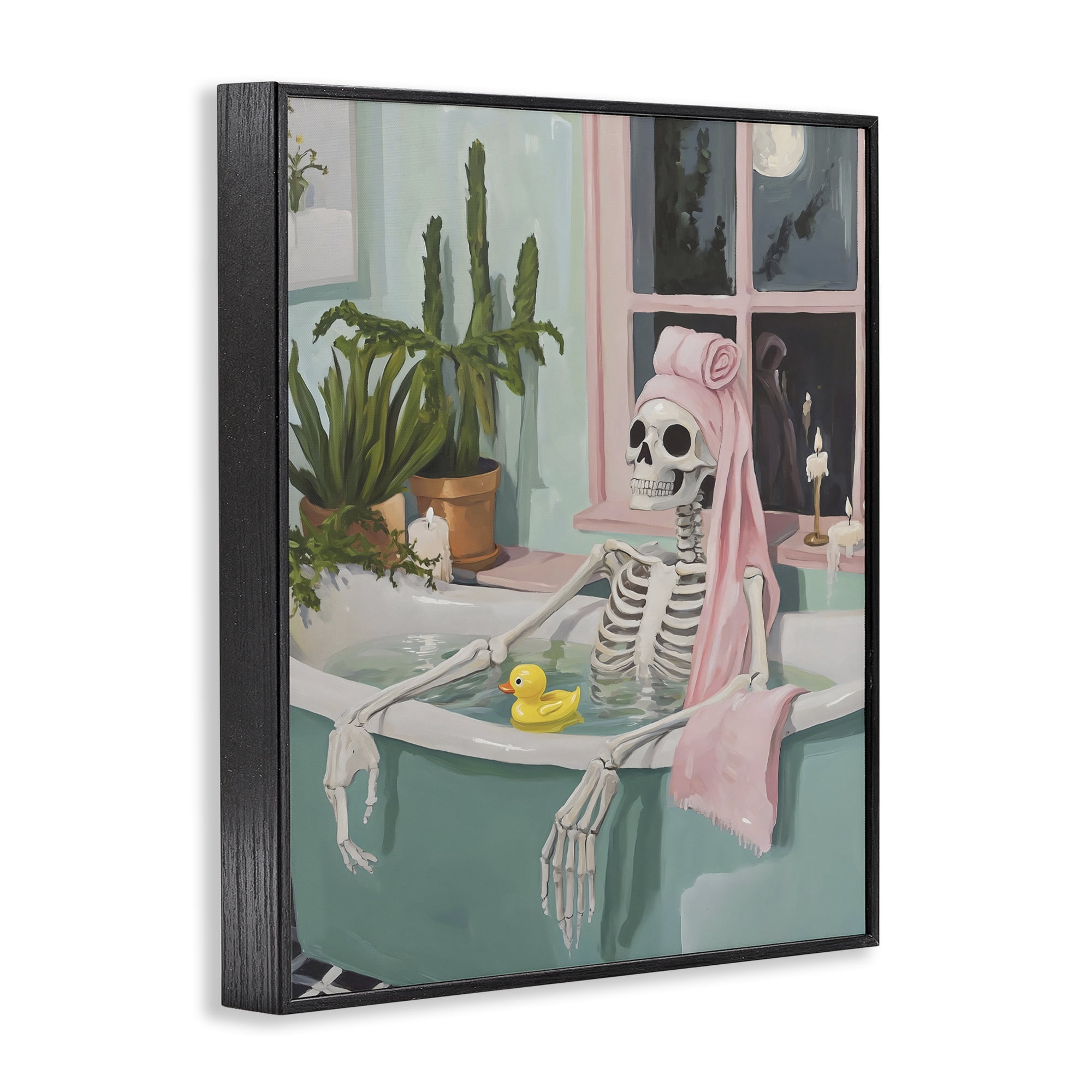 Stupell Industries Midnight Soak Skeleton Black Framed Giclee Art, design by The Prints Vibe