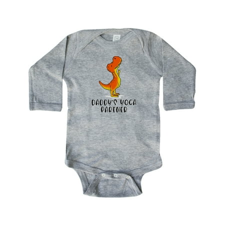 

Inktastic Daddy s Yoga Partner Tyrannosaurus Rex Gift Baby Boy or Baby Girl Long Sleeve Bodysuit