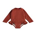 thumbnail image 1 of Maillot anti-UV à Manches Longues pour Tout-Petites Filles, Maillot Dermoprotecteur, Tenue de Plage, Jaune, 2-3 Ans, 1 of 8