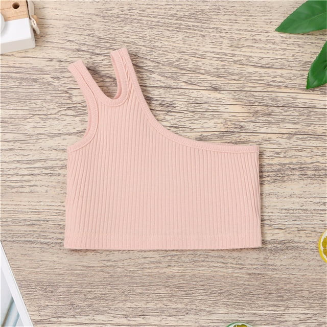 Toddler Girls Dance Tank Top One Shoulder Racerback Tie Dye Crop Athletic Sleeveless Top For Ballet Gymnastics Performance Wear