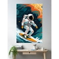 thumbnail image 2 of Astronaut Cosmic Surf Poster Wall Art, Modern Wall Decor, 12x18 UNFRAMED, 2 of 3