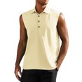 thumbnail image 1 of pstuiky Camiseta sin mangas para hombre, Chaleco informal sin mangas con botones y cuello abatible para hombre, de color liso, para verano Chaleco de hombre s, 1 of 4