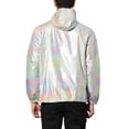 thumbnail image 3 of INSPIRE CHIC Men's Jacket Metallic Zip up Hooded Lightweight Holographic Shiny Jackets M Gray, 3 of 8