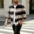thumbnail image 4 of Men's Corduroy Streetwear Color Block Button Down Shirt, Geometric Print Long Sleeve Lapel Casual Top, Loose Fit Fall Daily Clothes with Chest Pocket Black 2XL, 4 of 6