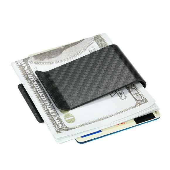 Amdohai Black Carbon Fiber Wallet Money Clip Credit Card Business Card Clip Holder for Men