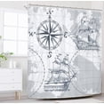 thumbnail image 3 of Newhomestyle Nautical Sailboat Compass Waterproof Polyester Shower Curtain with 12 Hooks, 72x72in, 3 of 5