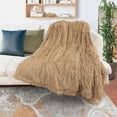 thumbnail image 2 of Superior Hub Decorative Extra Soft Faux Fur Throw Blanket 50" x 60",Solid Reversible Fuzzy Long Hair Shaggy Blanket,Fluffy Cozy Plush Fleece Comfy Microfiber Fur Blanket for Couch Sofa Bed,Camel, 2 of 14
