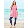 thumbnail image 4 of Roaman's Women's Plus Size Ultimate Lattice Neck Short Sleeve Tunic, 4 of 6