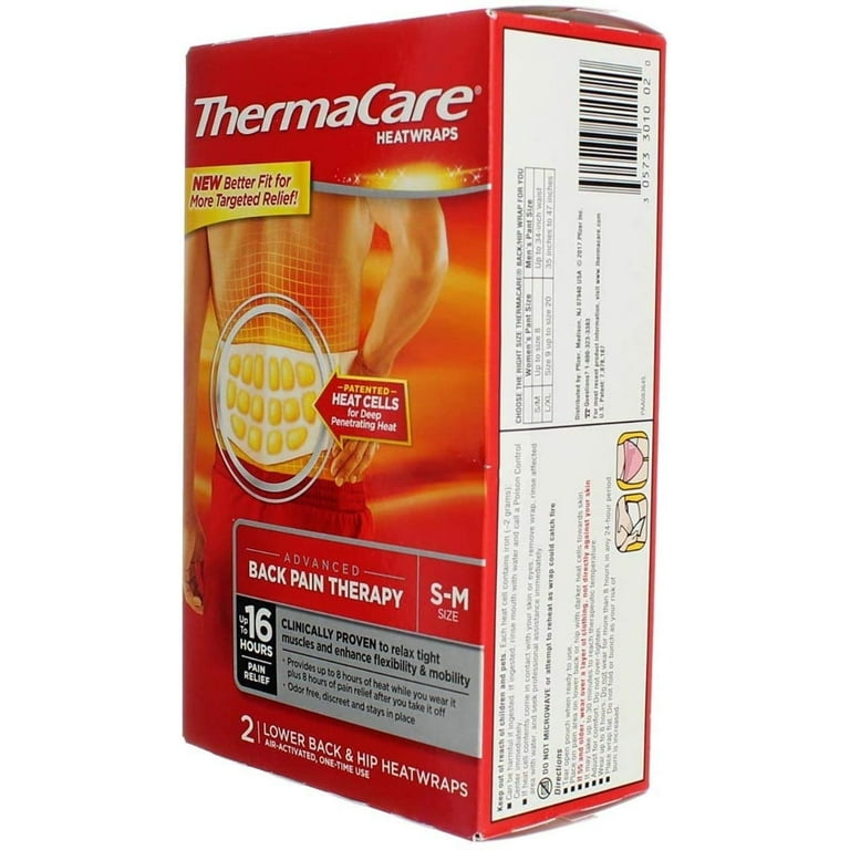 ThermaCare Lower Back & Hip Pain Relief Heat Wraps, Small/Medium