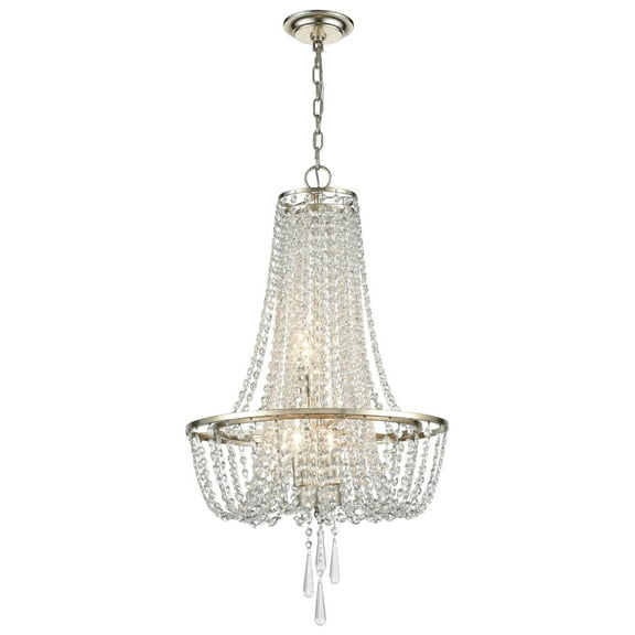 ARC-1907-SA-CL-MWP Crystorama Lighting Arcadia - 4 Light Chandelier-Hand Cut Crystal Type-Antique Silver Finish -Traditional Installation