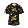 thumbnail image 2 of Picia Hohey Bee Golden Embroidery Gentle Cotton Regular Fit Short Sleeve Casual Hawaiian Shirt for Men-Small, 2 of 9