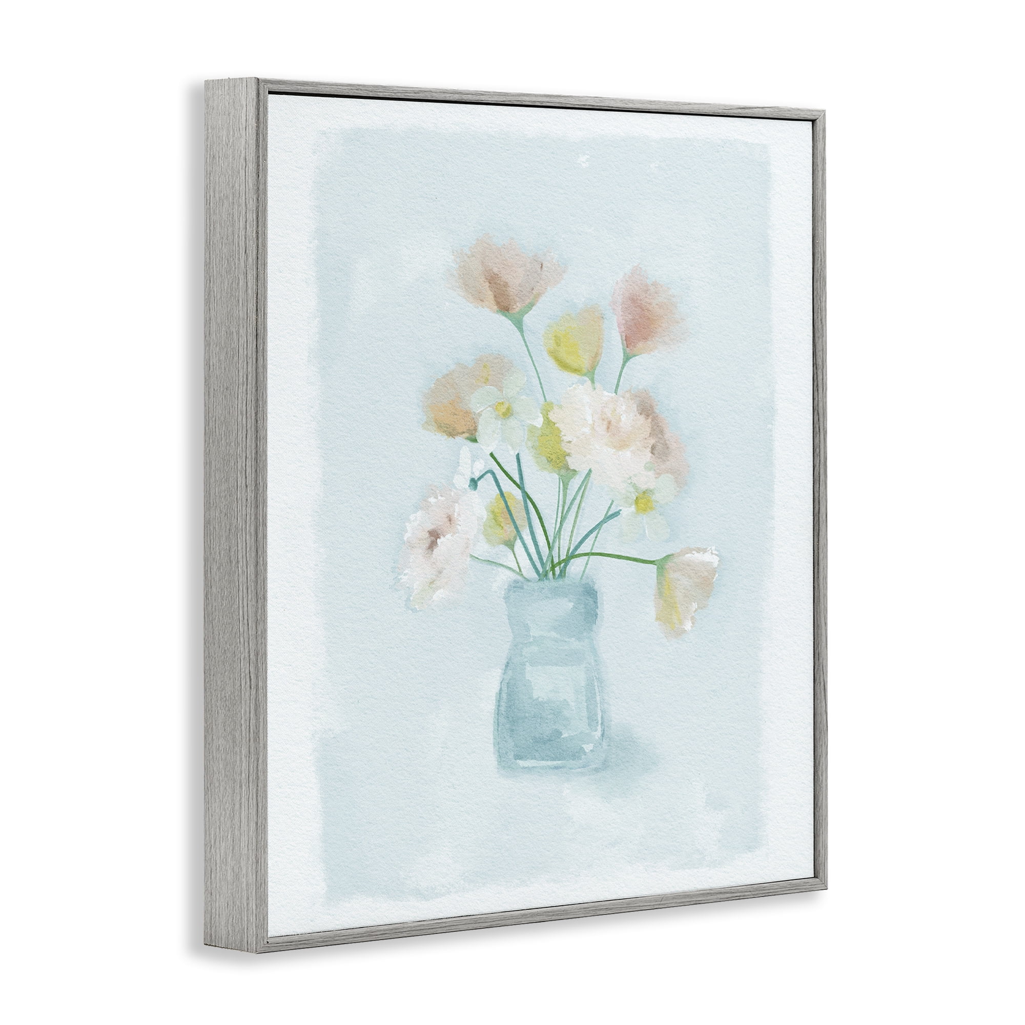 Stupell Industries Pretty Florals in Vase Gray Framed Giclee Art, design by Leah Straatsma