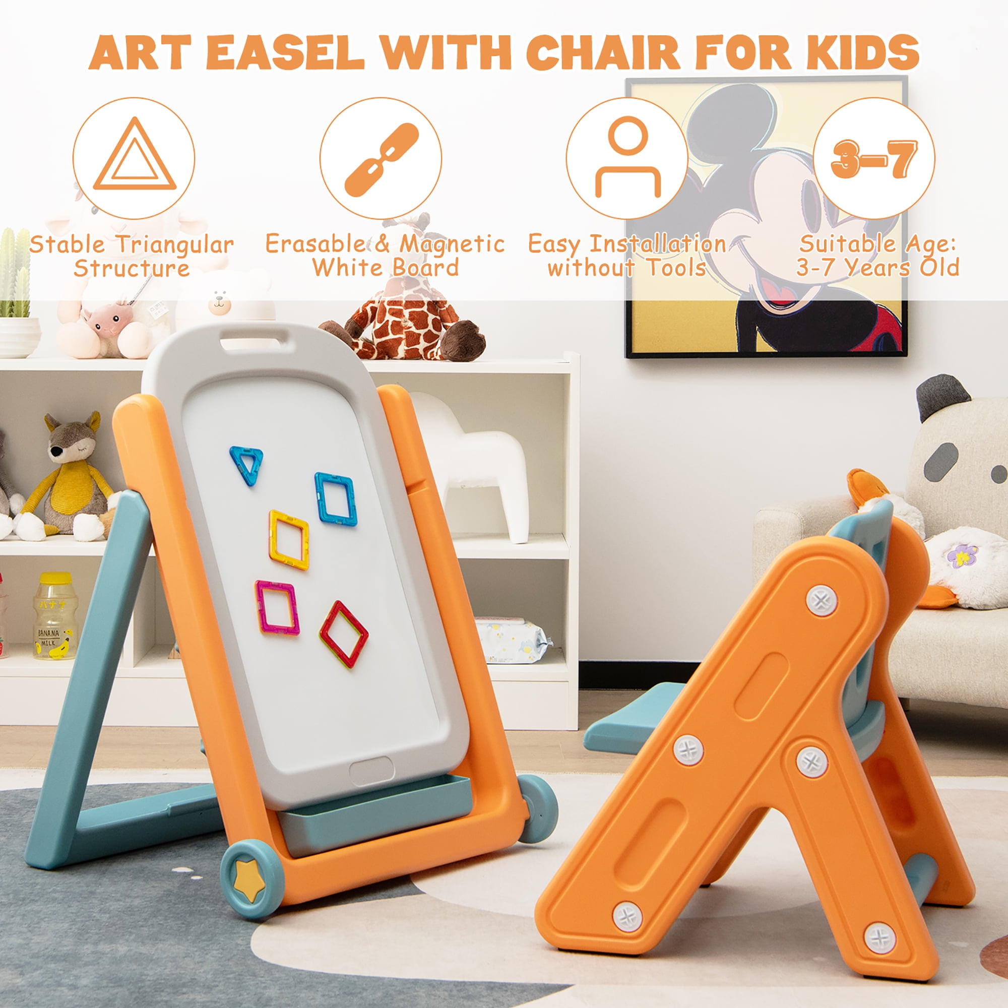 Up To 49% Off on Costway Kids Easel w/Chair Ar