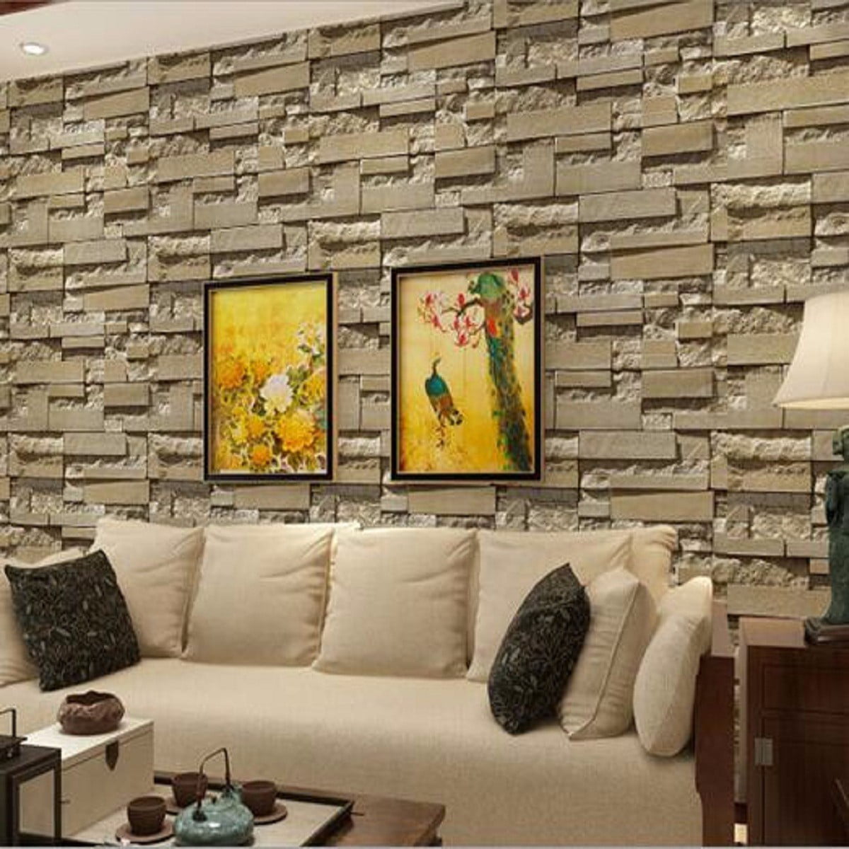 3D 10M Wallpaper Bedroom Mural Roll Modern Stone Brick Wall Background