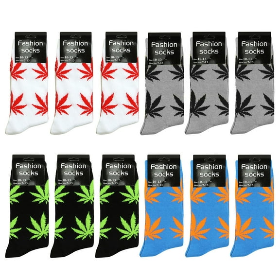 12 Pairs Marijuana Leaf Dress Socks For Men