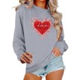 thumbnail image 2 of ClodeEU Women's Valentine's Day Sweatshirt,Cute Heart Print Crew Neck Long Sleeve Pullovers Gray,Womens Plus S, 2 of 7