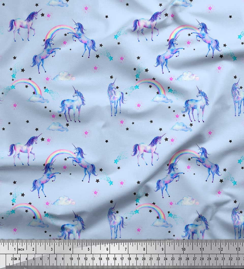 Soimoi Poly Georgette Fabric By The Yard - 52" Wide Blue Tractor Print Farmhouse Style Fabric For Sewing & Crafts 4 thumbnail image