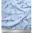 thumbnail image 1 of Soimoi Tissu Bleu Moss Georgette Unicorn & Rainbow Imprimé Nature au Mètre 42 Pouces de Large, 1 of 5