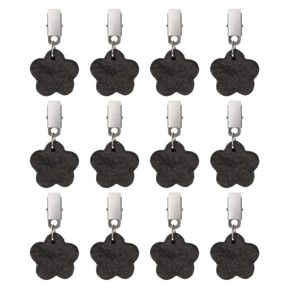 Uxcell 12-Pack Pesos para Manteles, Pesos para Cubiertas de Mesa de Mármol de 2.95 Pulgadas con Clips Metálicos para Decoración [Negro, Flores de Ciruelo]
