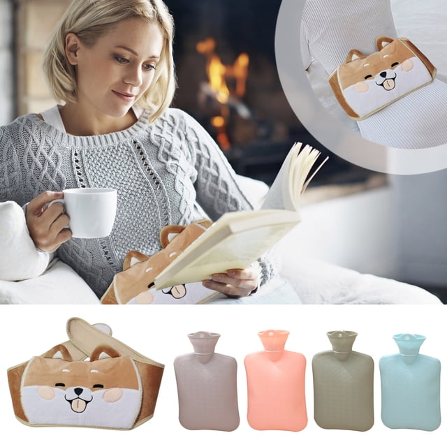 Xihbxyly Bolsa de Agua Caliente Shiba Inu, de Goma, Antigoteo, Cinturón Suave, Alivia Dolores Musculares y Articulares, Cólicos Menstruales, con Opción de Compresa Fría, Capacidad de 1000 Ml, Tamaño