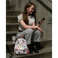 thumbnail image 2 of Disney 10.5" Multi Character Allover Print & Molded Metal Logo Charm Faux Leather Mini Backpack, Multicolor, 2 of 6