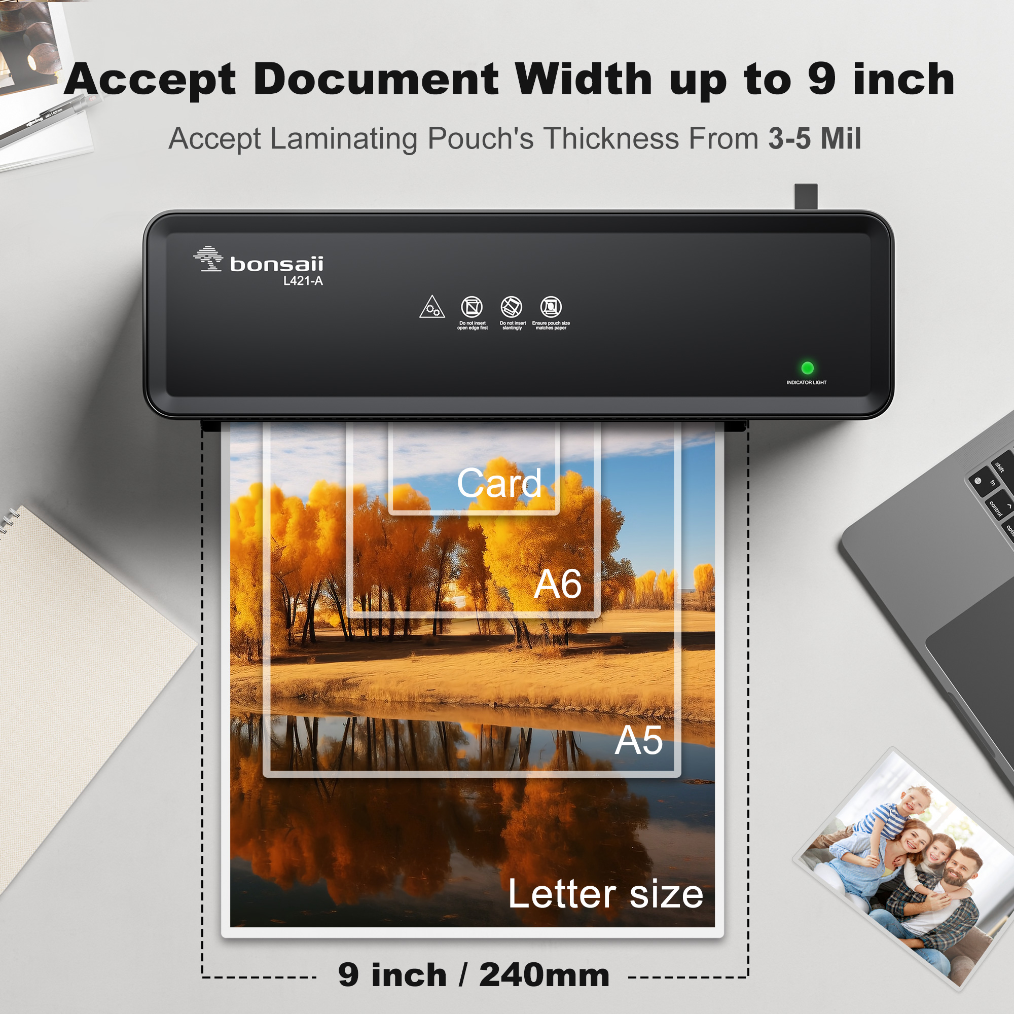 Bonsaii A4 Thermal Laminator with Laminating Sheets photo 6