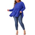 thumbnail image 2 of Agnes Orinda Women's Plus Size Babydoll Tops Long Sleeve Crew Neck Casual Loose Peplum Blouses Tunics 2X Royal Blue, 2 of 6