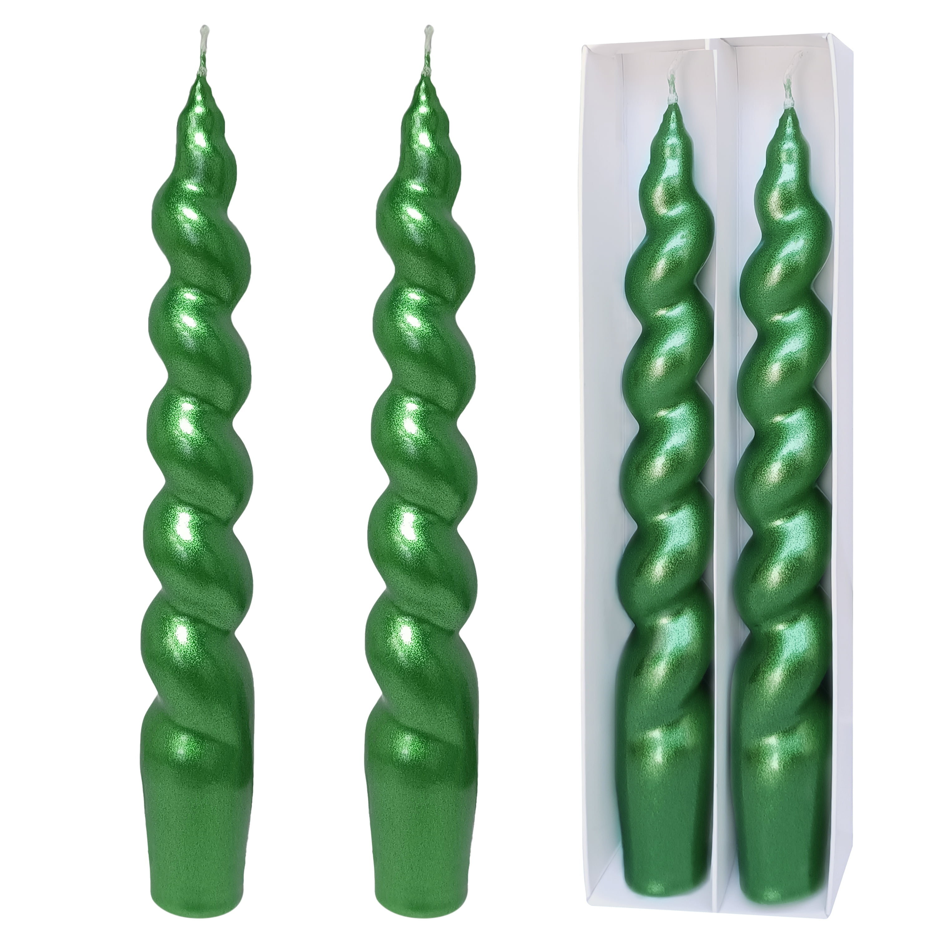 FCHSHAMD 7.5'' Green Taper Candles Unscented Dripless（2 Pack