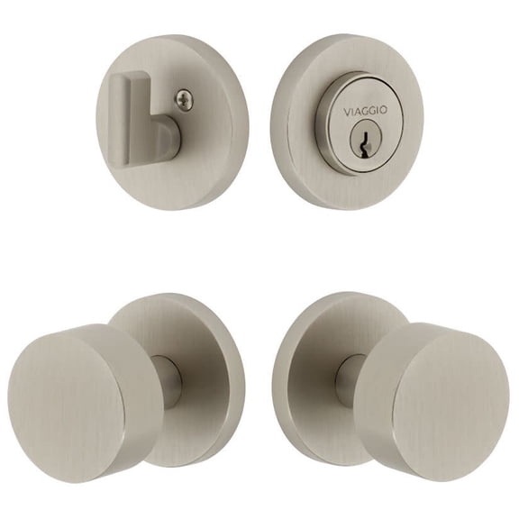 Viaggio Cloclo_Combo_234 Circolo Solid Brass Single Cylinder Keyed Entry Door Knob Set And