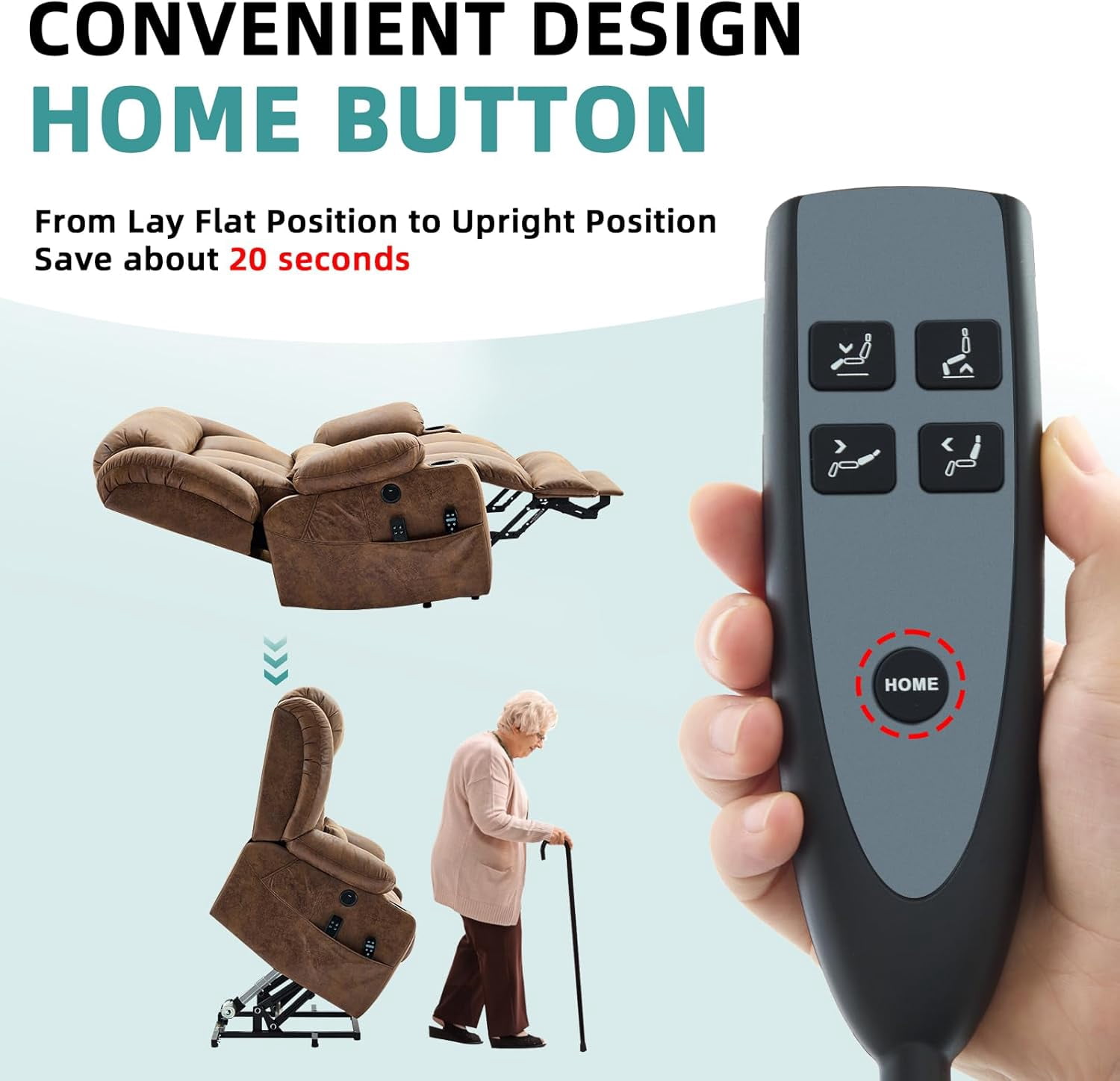 MEETWARM Oversized Dual Motor Lay Flat Power Lift Recliner Chair for Big Elderly with Heat Massage, Large Sleeping Electric Recliner with Extended Footrest, Lumbar Pillow, USB & Type-C Ports, Brown