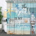 thumbnail image 3 of Beach Shower Curtain, Beach Theme Starfish Seashell Rustic Vintage Wood Ocean Quote Words Fabric Shower Curtains, Nautical Coastal Theme Bathroom Curtains with Hooks 69x70Inches, 3 of 3