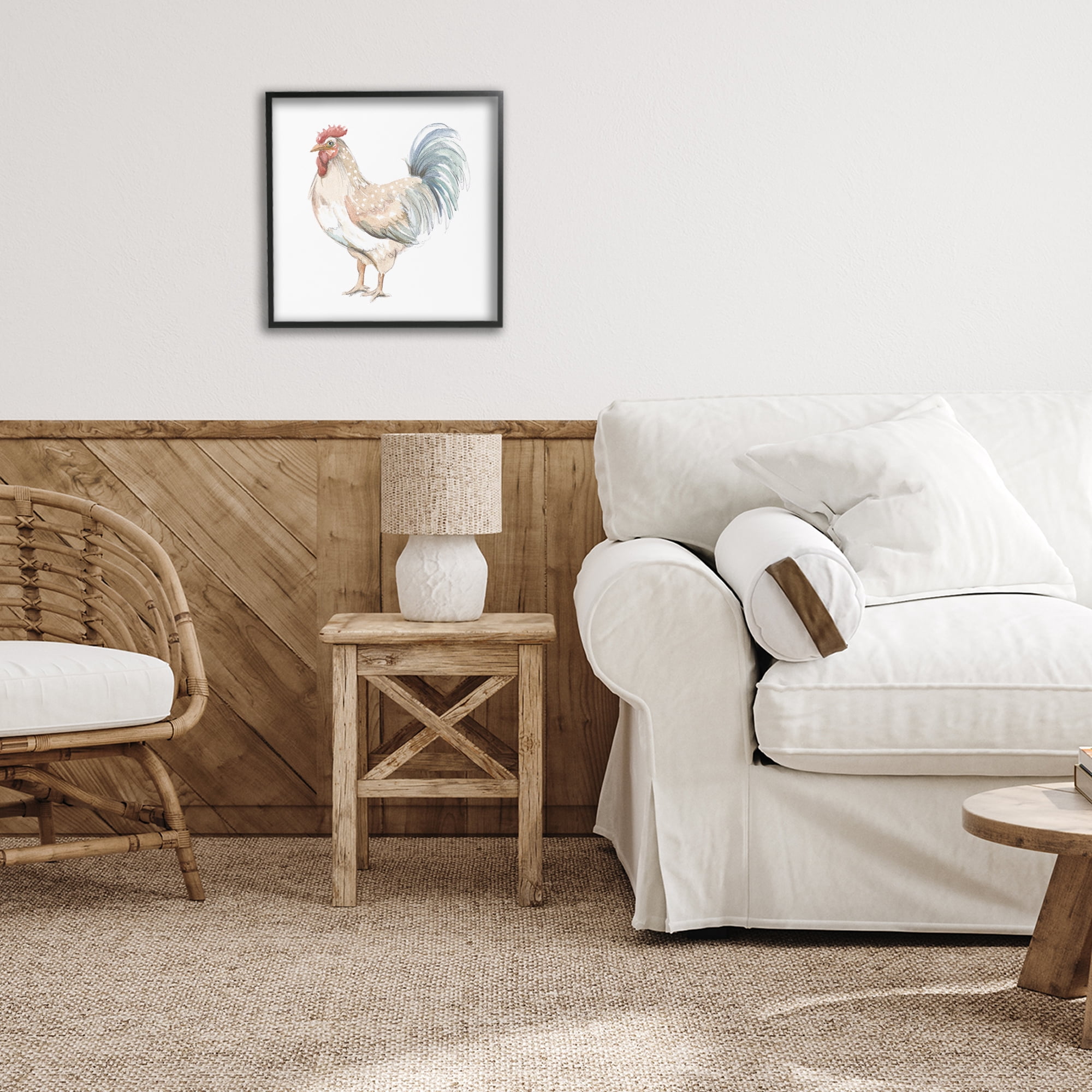 Stupell Industries Watercolor Rooster Sketch Black Framed Giclee Art, design by Patricia Pinto