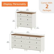 Dresser for Bedroom with 6 Drawer, White Baby Dressers Large Mid Century Modern Wooden Closet Storage Organizer for Living Room,Kids Room Nursery, Hallway