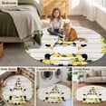 thumbnail image 5 of Lemon Gnomes Round Area Rug 8Ft Washable Large Circle Rugs for Living Room Dorm, Summer Botanical Fruit Wooden Grain Plaid Non-Slip Carpet Floor Mats Indoor Outdoor Carpet Runner Aesthetic Home Decor, 5 of 8