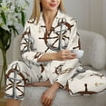 thumbnail image 6 of Gukieu Anchor with Rope Print Women's Long Sleeve Pajama Set, Button Top Elastic Pocket Pajama Pants Two Piece Set Home Wear-Small, 6 of 7