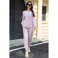 thumbnail image 4 of U2SKIIN Womens Pajama Set Long Sleeve with Jogger Pants Casual Loungewear Pjs for Women Sleepwear (Light Pink Mel., L), 4 of 4