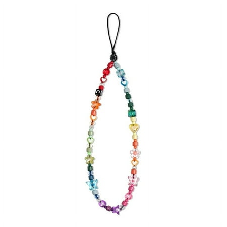 Image of Milue Colorful Beaded Phone Strap Beaded Phone Lanyard Wrist Strap for Girls