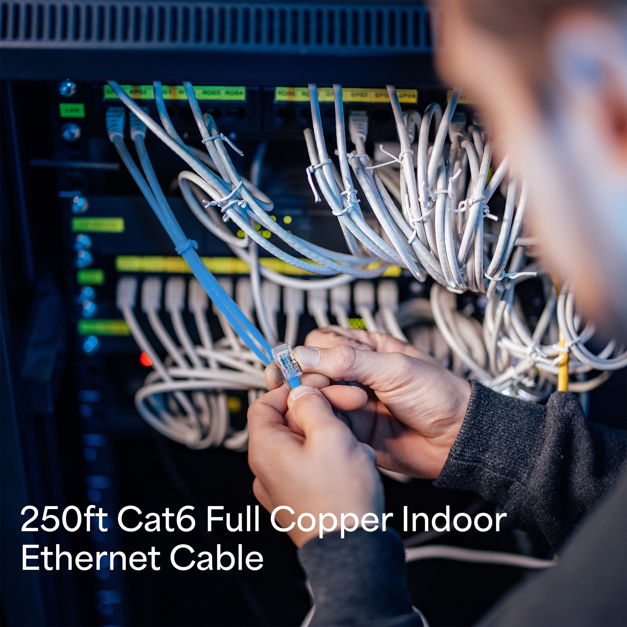 VIVO Blue 250ft Bulk Cat6 Copper Indoor LAN Ethernet Cable Wire UTP Pull Box