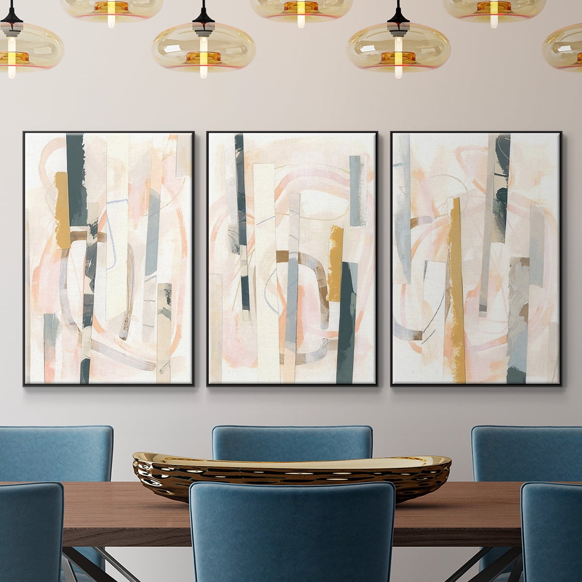 Melon Litmus I - Framed Premium Gallery Wrapped Canvas L Frame 3 Piece Set - Ready to Hang