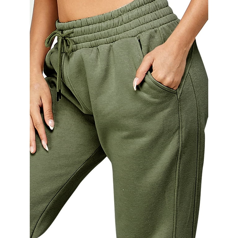  IUUI Sweatpants for Women - High Stacked Waist Fleece Womens  Joggers with Pockets Lounge Pants for Yoga Workout Running Black :  Clothing, Shoes & Jewelry