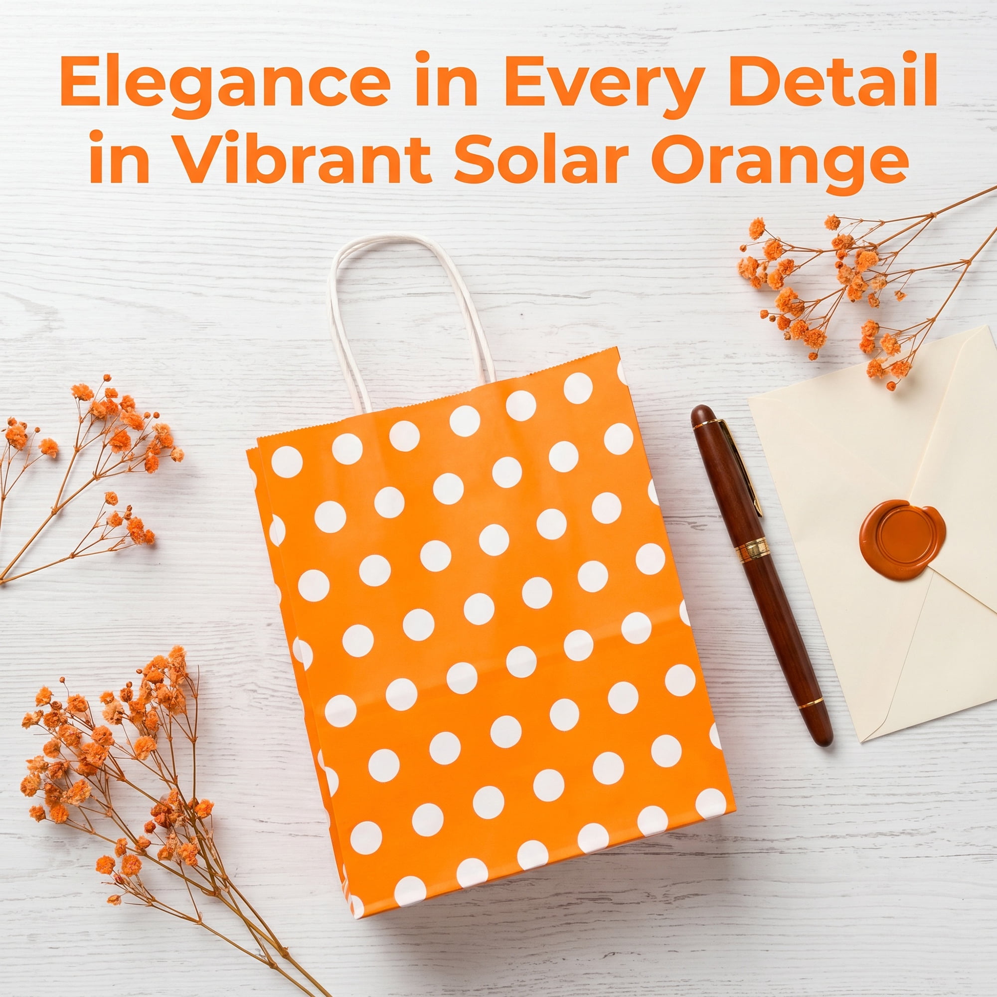 Unique Bargains 6Pcs Polka-dot Paper Gift Bag with Handles Orange 6.3" x 3.1" x 8.7"