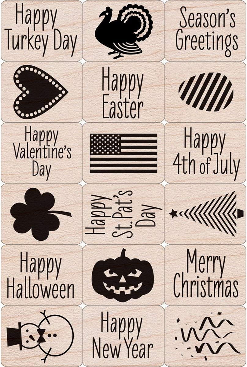Hero Arts Woodblock Stamp Set, A Year of Holidays Ink N Stamp