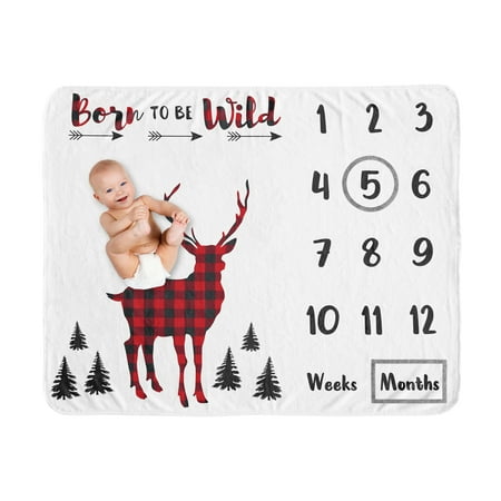 UPC: 0846480086628 | Lumberjack Milestone Baby Blanket by Sweet Jojo Designs