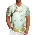 thumbnail image 2 of VBTAPA Mens Spring Shirts Happy Easter Day Rabbit Eggs Print Button Down Shirt Short Sleeve Hawaiian Beach Party Tops Limited Time Sales of Today Multicolor XXL, 2 of 6