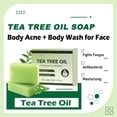 thumbnail image 2 of Tea Tree Oil Soap, Antifungal Soap Bar, Relief Soap for Face & Body Acne, Natural Body Wash for Troubled Skin, Daily Cleansing Bar 3.52OZ(2PCS), 2 of 7