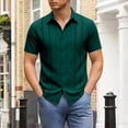 thumbnail image 2 of IWRICH Mens Cuban Guayabera Shirt Short Sleeve Button down Shirts Summer Beach Vacation Shirts Dark Green XXXL, 2 of 4